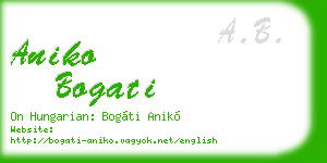 aniko bogati business card