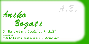 aniko bogati business card